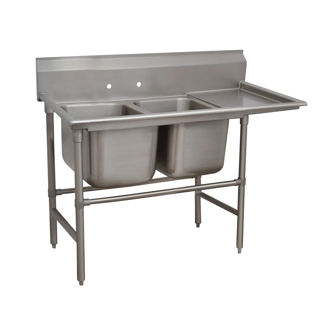 Advance Tabco 94-42-48-24R 80" Two Compartment Sink, 24"W x 24"L Bowl With Right-Hand Drainboard