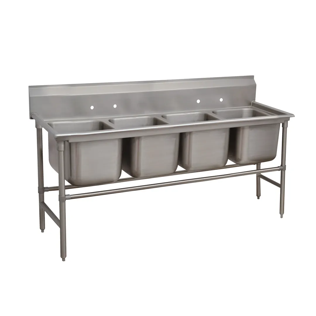 Advance Tabco 94-84-80 97" Four Compartment Sink, 20"W x 28"L Bowl Without Drainboard