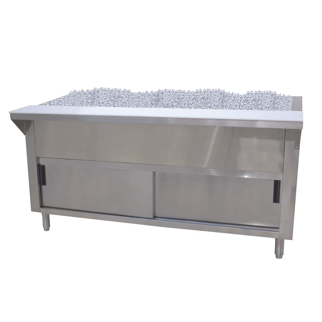 Advance Tabco CPU-2-DR 31"Ice-Cooled Table with Cabinet Base and Sliding Doors, (2) Pan