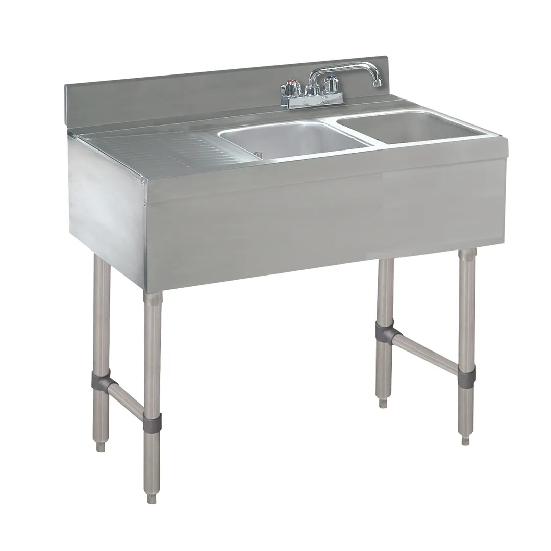 Advance Tabco CRB-32R 36" Underbar Sink Units, 2 Compartment with Left Drainboard