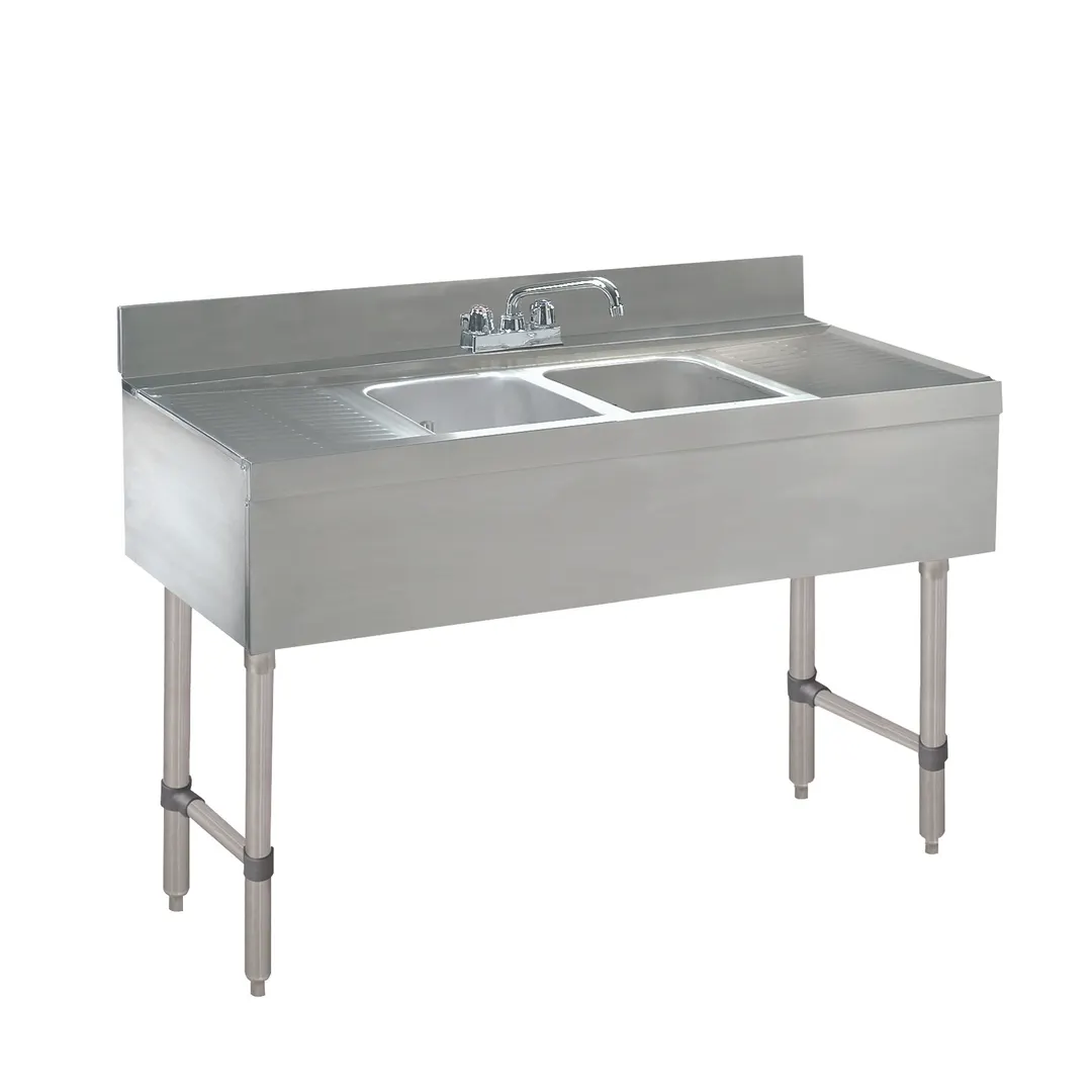 Advance Tabco CRB-42C 48" Underbar Sink Units, 2 Compartment with 2 Drainboards