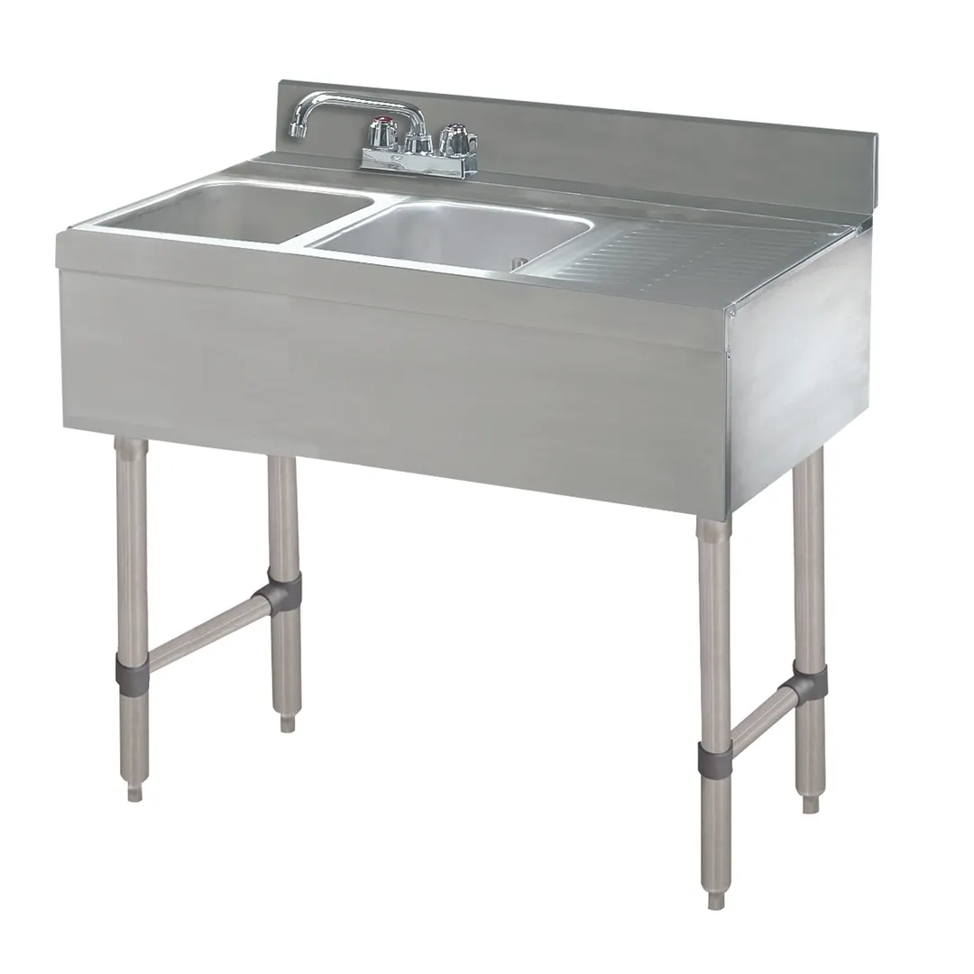 Advance Tabco CRB-42L 48" Underbar Sink Units, 2 Compartment with Right Drainboard