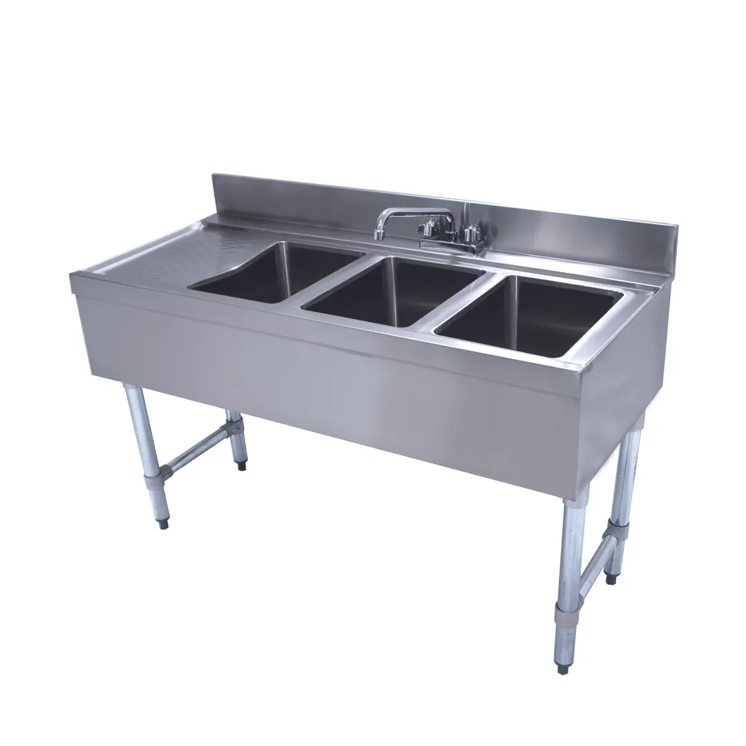 Advance Tabco CRB-43R 48" Underbar Sink Units, 3 Compartment with Left Drainboard