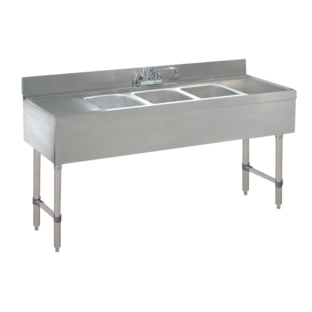 Advance Tabco CRB-63C-X 72" Underbar Sink Units, 3 Compartment with 2 Drainboards - Flyer