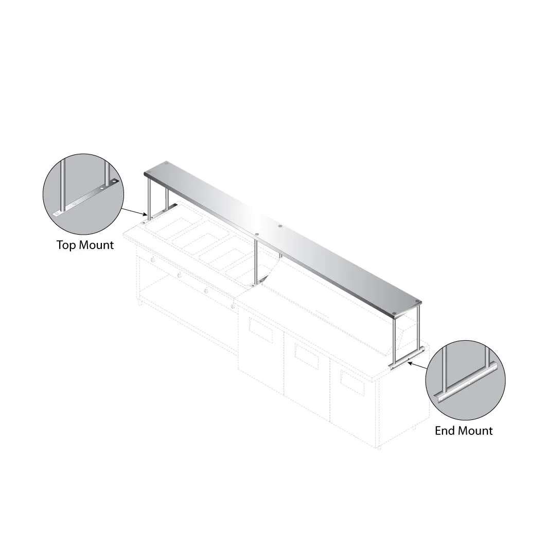 Advance Tabco CU-18-144 Overshelf, Single, 144"W X 18"D, 18/430 Stainless Steel