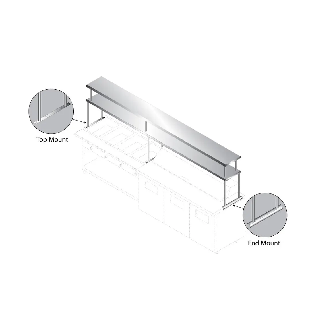 Advance Tabco CU-24-84-2 Overshelf, Double, 84"W X 24"D, 18/430 Stainless Steel