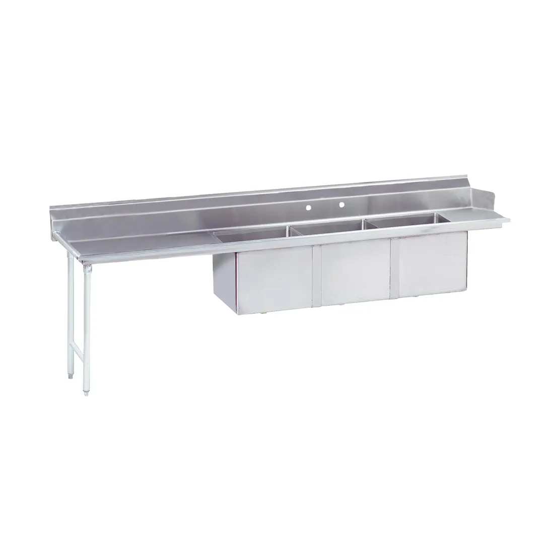 Advance Tabco DTC-3-2020-96L 95" Dishtable with Potsinks, 23" Left Drainboard, 3 Bowls