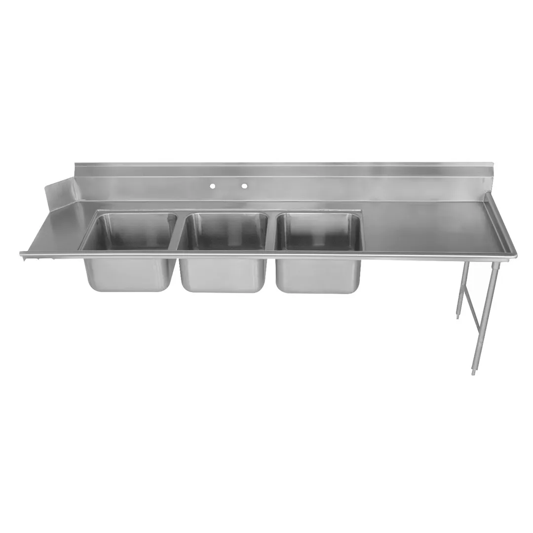 Advance Tabco DTC93-1620-9R 108" Dishtable with Potsinks, 40" Right Drainboard, 3 Bowls