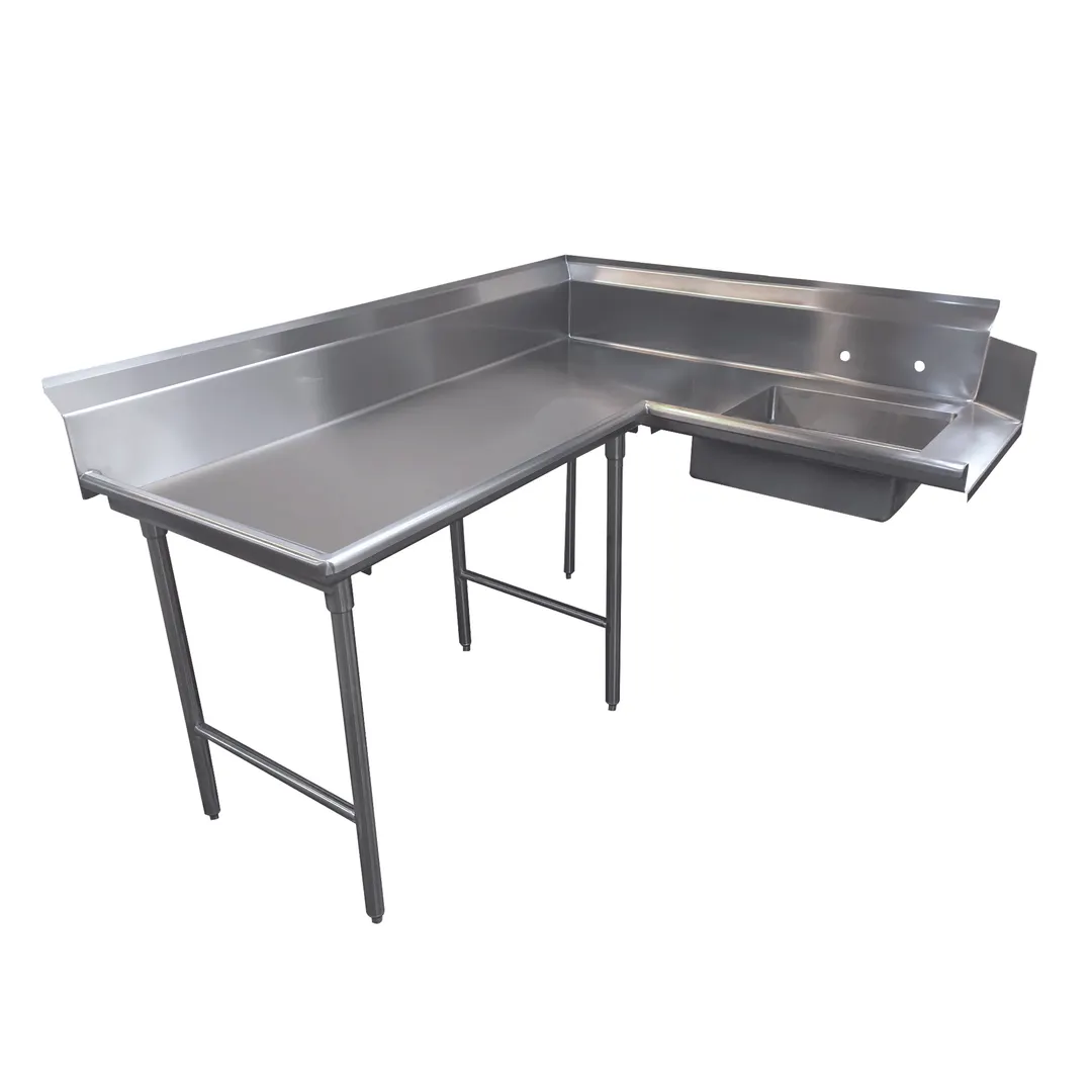 Advance Tabco DTS-K70-60L Soiled "L" Shaped Dishtable w/ Left Table, Pre-Rinse Sink, 10.5" Backsplash