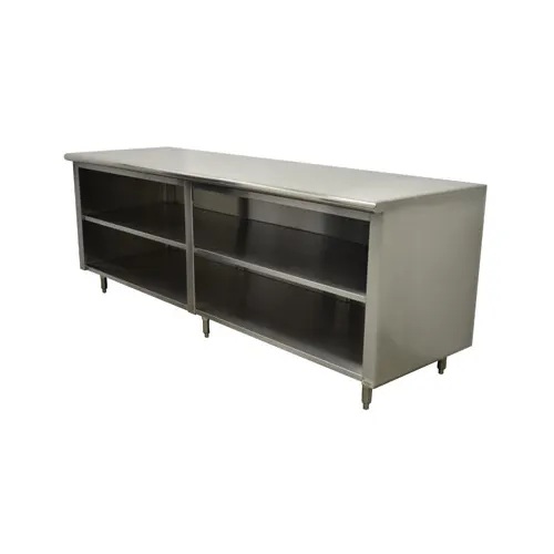 Advance Tabco EEB-SS-3010M 120" Economy Cabinet Base Open Front Work Table with Mid-Shelf