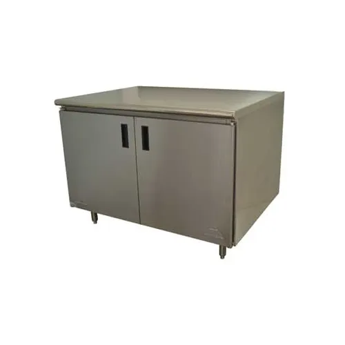 Advance Tabco EHB-SS-244M 48" Cabinet Base Hinged Doors Work Table with Middle Shelf