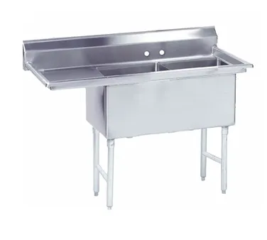Advance Tabco FC-2-1818-18L-X 56" Two Compartment Sink, 18"W x 18"L Bowl With Left-Hand Drainboard