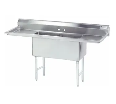 Advance Tabco FC-2-1818-24RL 84" Two Compartment Sink, 18"W x 18"L Bowl With 2 Drainboards