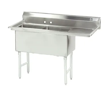 Advance Tabco FC-2-1824-18R-X 56" Two Compartment Sink, 18"W x 24"L Bowl With Right-Hand Drainboard