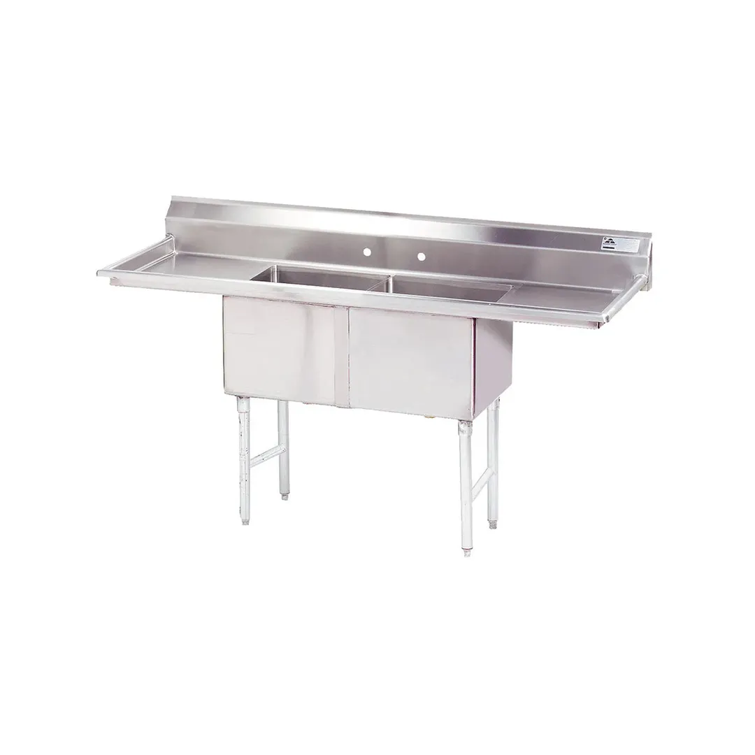 Advance Tabco FC-2-2030-18RL 76" Two Compartment Sink, 20"W x 30"L Bowl With 2 Drainboards
