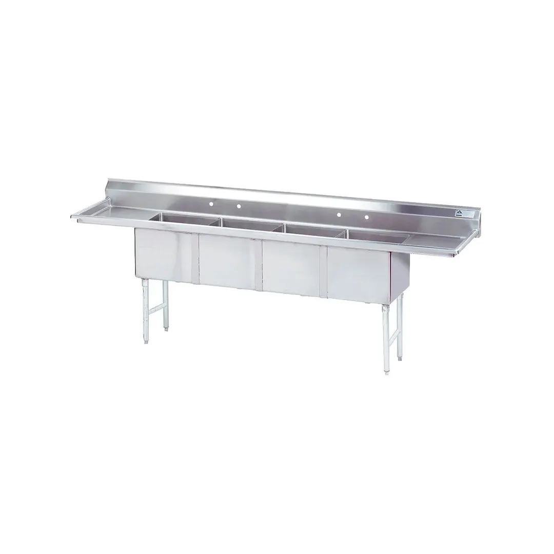 Advance Tabco FC-4-1818-18RL-X 108" Four Compartment Sink, 18"W x 18"L Bowl With 2 Drainboards