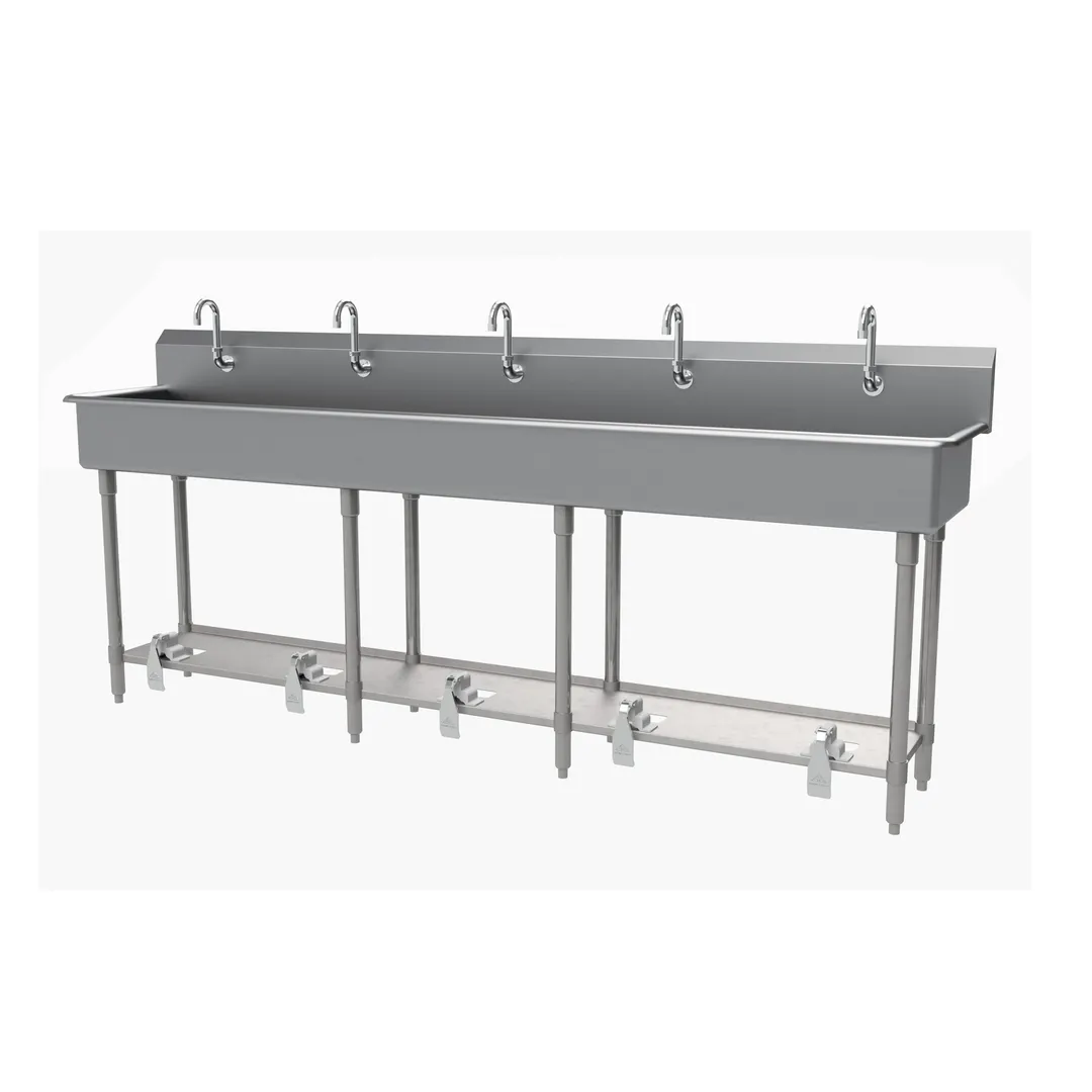 Advance Tabco FC-FM-100FV 100" Freestanding Multi-Station Hand Sink without Faucet w/Foot Valves