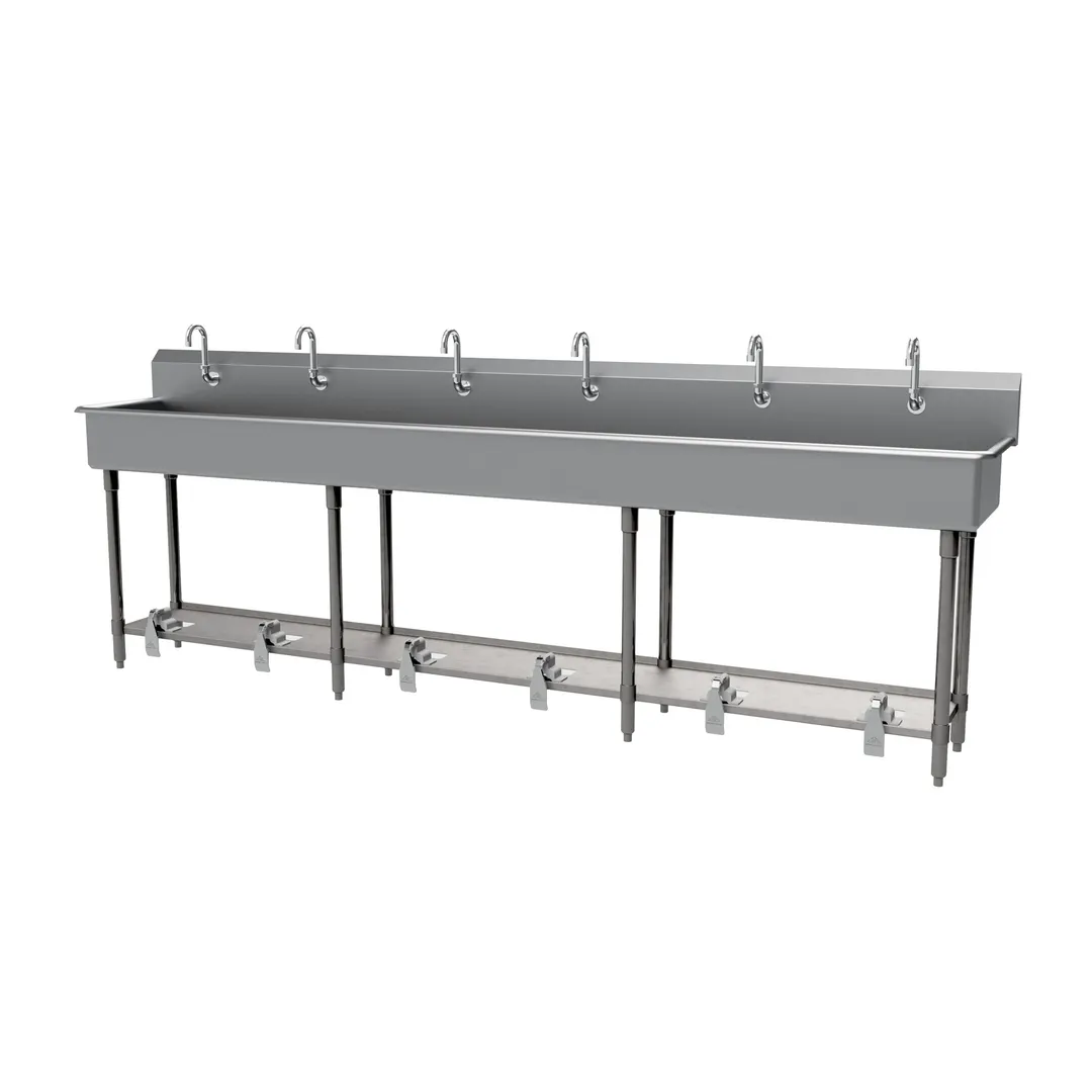 Advance Tabco FC-FM-120FV 120" Freestanding Multi-Station Hand Sink without Faucet w/Foot Valves