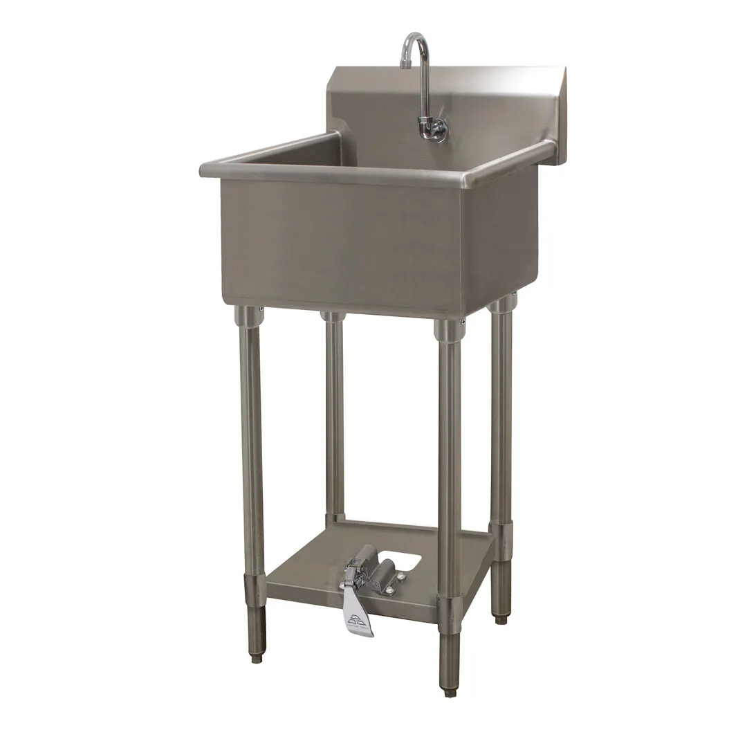 Advance Tabco FC-FM-2219FV 23" Freestanding Hand Sink without Faucet - Single Foot Valve / 16 g