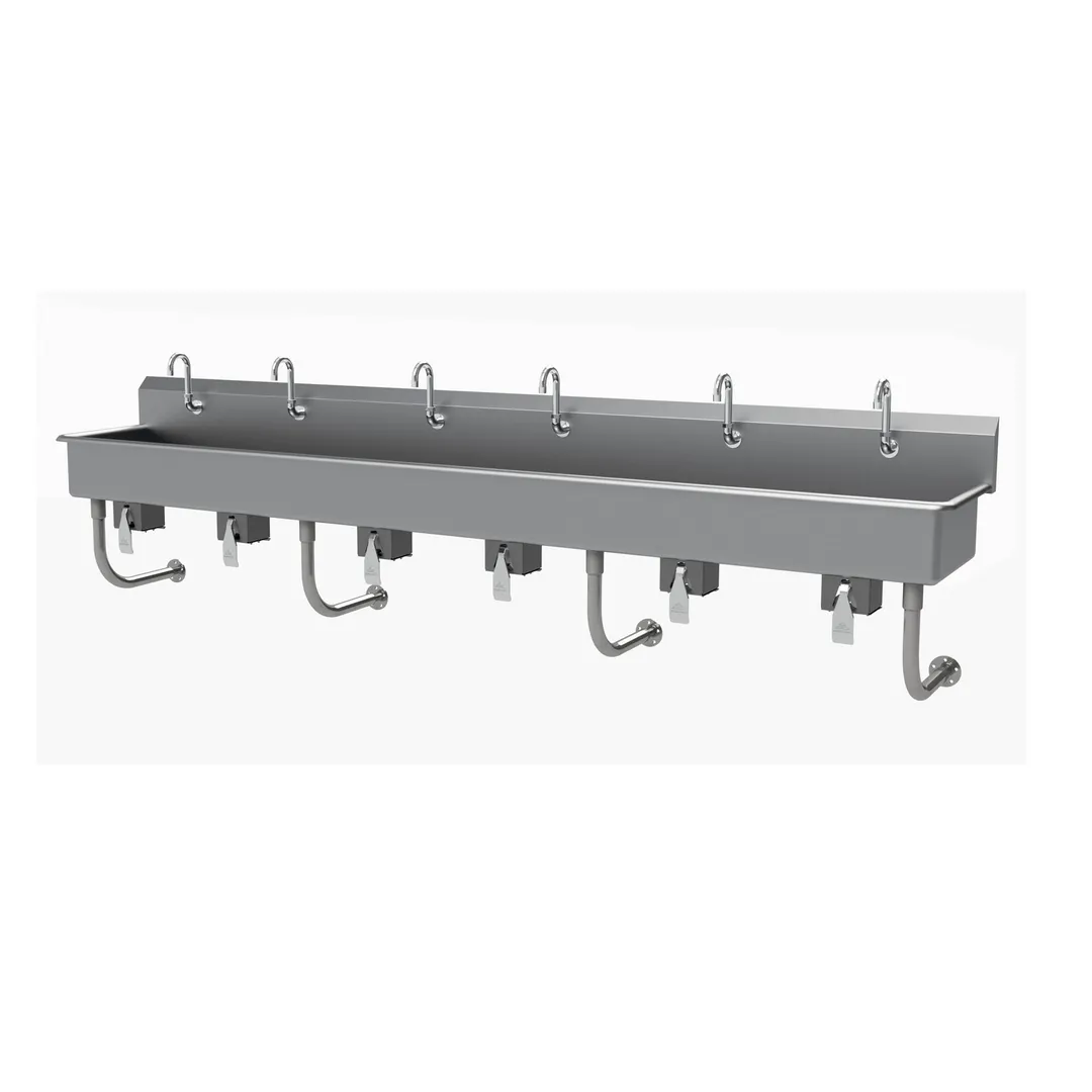 Advance Tabco FC-WM-120KV 120" Wall Mounted Multi-Station Hand Sink without Faucet-Knee Valves/16 g