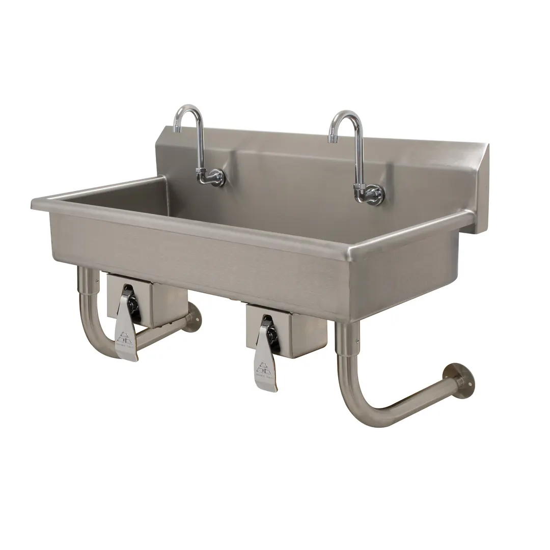 Advance Tabco FC-WM-40KV 40" Wall Mounted Multi-Station Hand Sink without Faucet-Knee Valves/16 g