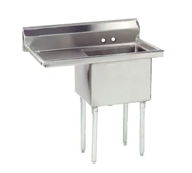 Advance Tabco FE-1-1824-24L-X 44" One Compartment Sink, 18"W x 24"L Bowl With Left-Hand Drainboards