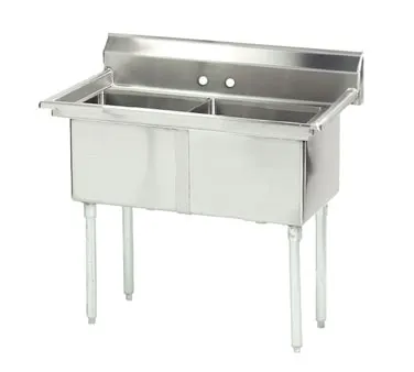 Advance Tabco FE-2-1812-X 41" Two Compartment Sink, 18"W x 18"L Bowl Without Drainboard
