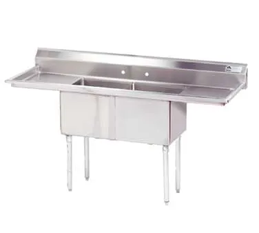 Advance Tabco FE-2-2424-24RL-X 96" Two Compartment Sink, 24"W x 24"L Bowl With 2 Drainboards