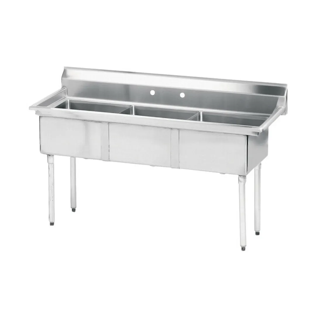 Advance Tabco FE-3-1515-X 50" Three Compartment Sink, 15"W x 15"L Bowl Without Drainboard