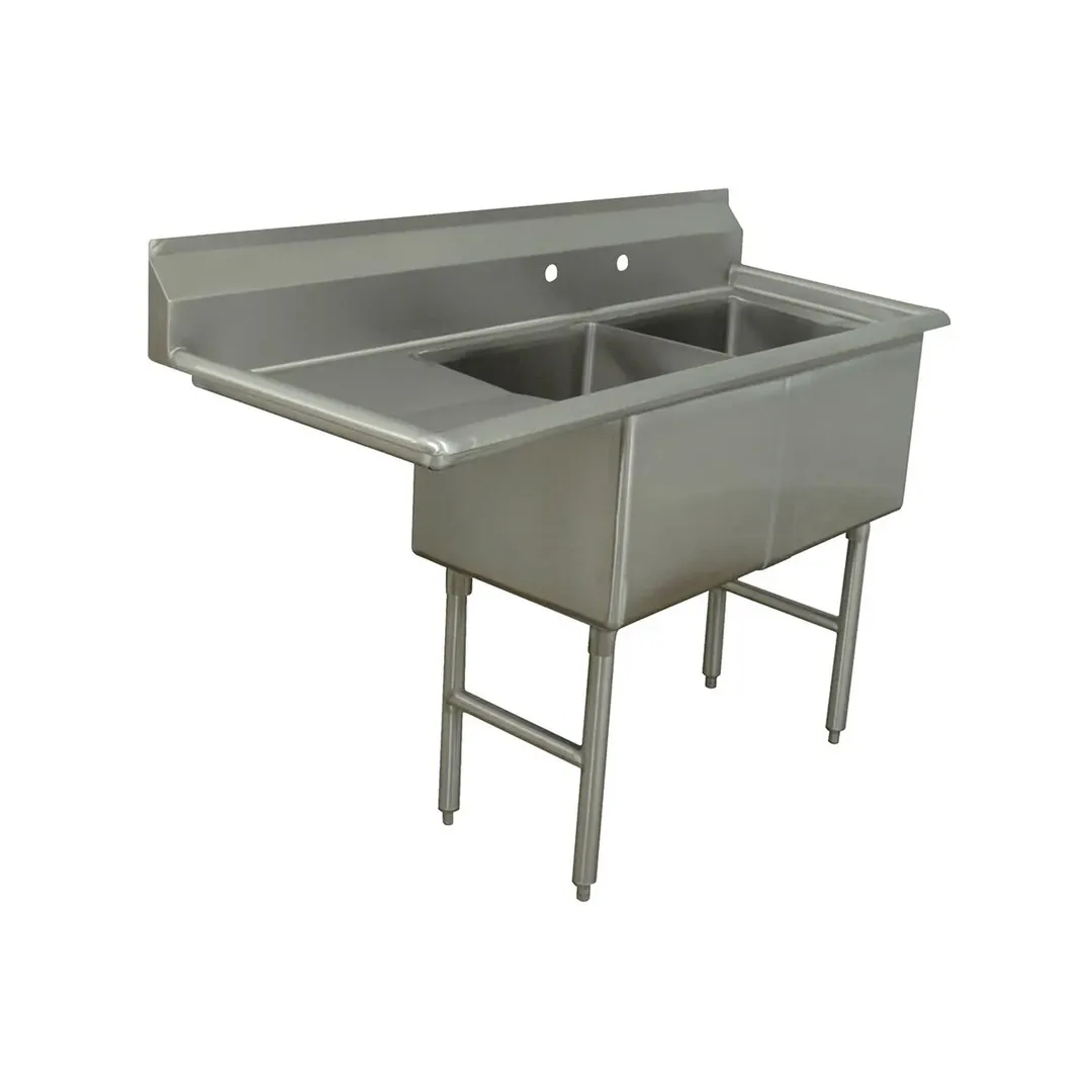 Advance Tabco FS-2-2030-18L 60" Two Compartment Sink, 20"W x 30"L Bowl With Left-Hand Drainboard