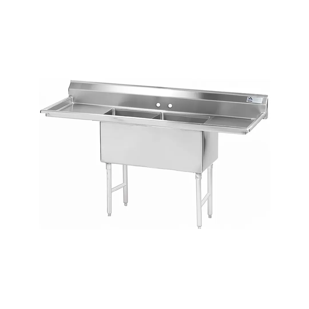 Advance Tabco FS-2-2030-18RL 76" Two Compartment Sink, 20"W x 30"L Bowl With 2 Drainboards