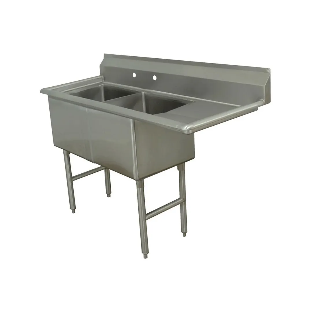 Advance Tabco FS-2-2030-18R 60" Two Compartment Sink, 20"W x 30"L Bowl With Right-Hand Drainboard