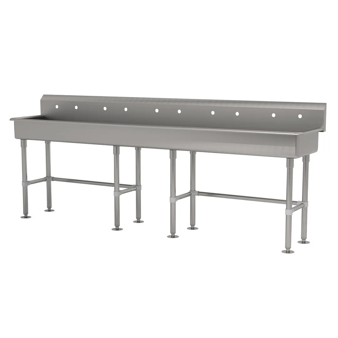 Advance Tabco FS-FM-100-ADA 100" Freestanding Multi-Station Hand Sink without Faucet - 14 gauge
