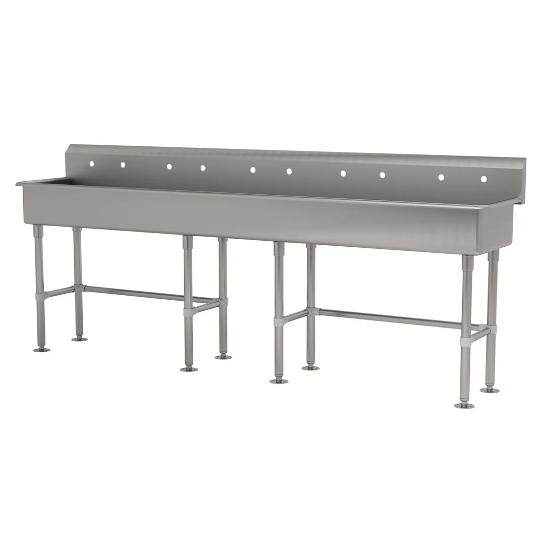 Advance Tabco FS-FM-100 100" Freestanding Multi-Station Hand Sink without Faucet - 14 gauge