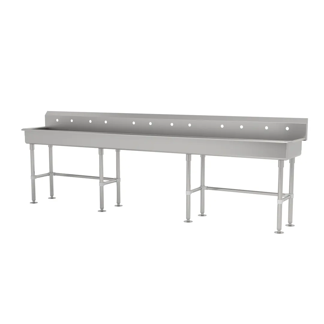 Advance Tabco FS-FM-120-ADA 120" Freestanding Multi-Station Hand Sink without Faucet - 14 gauge