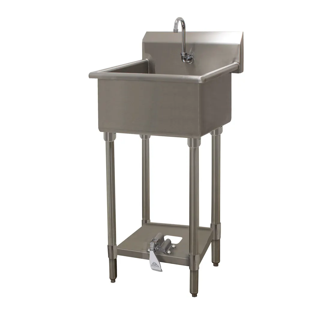 Advance Tabco FS-FM-2219FV 23" Freestanding Hand Sink without Faucet - Single Foot Valve / 14 g