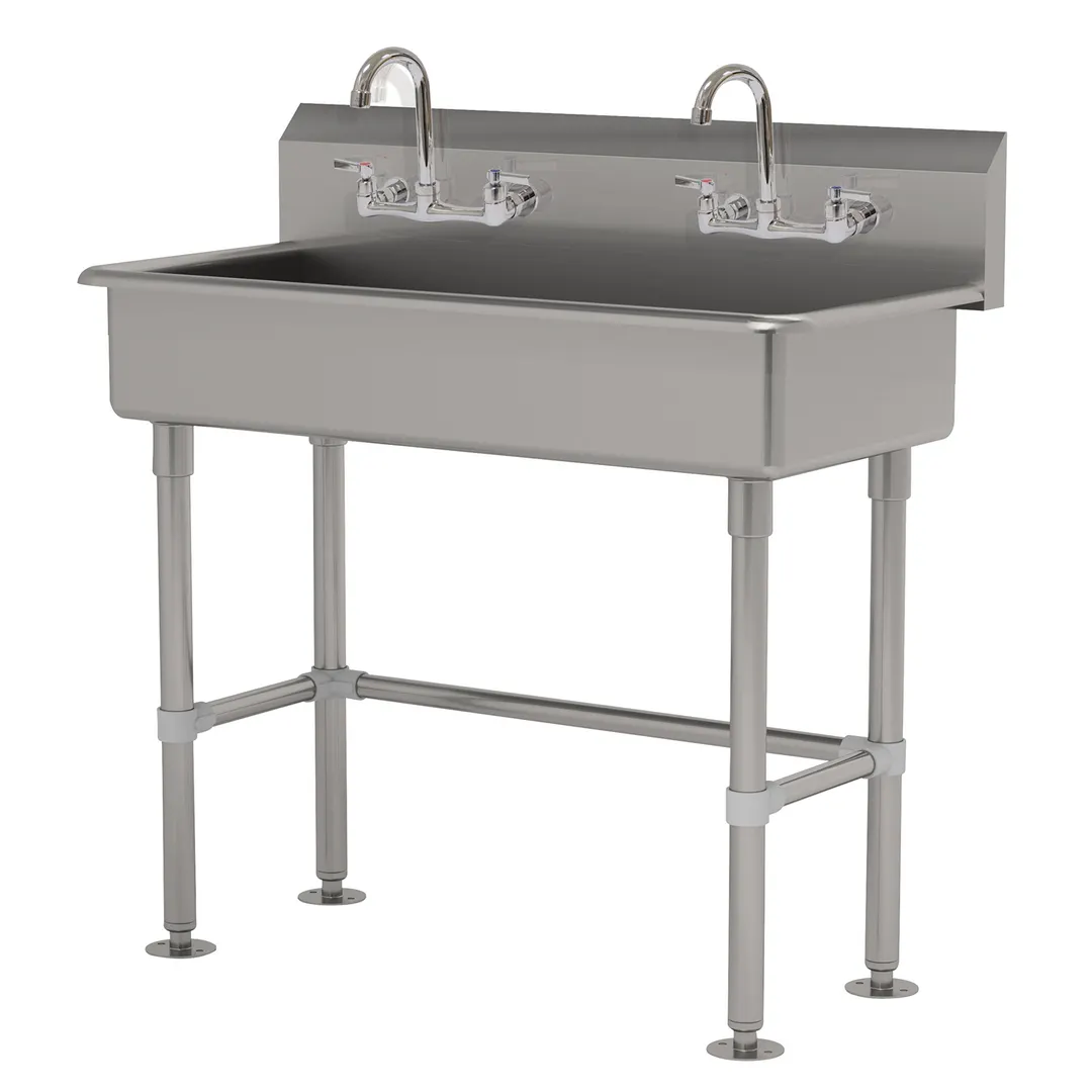Advance Tabco FS-FM-40-ADA-F 40" Freestanding Multi-Station Hand Sink with Wrist Faucet - 14 gauge