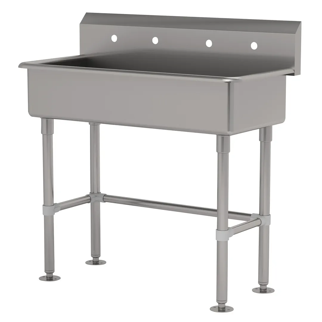 Advance Tabco FS-FM-40 40" Freestanding Multi-Station Hand Sink without Faucet - 14 gauge