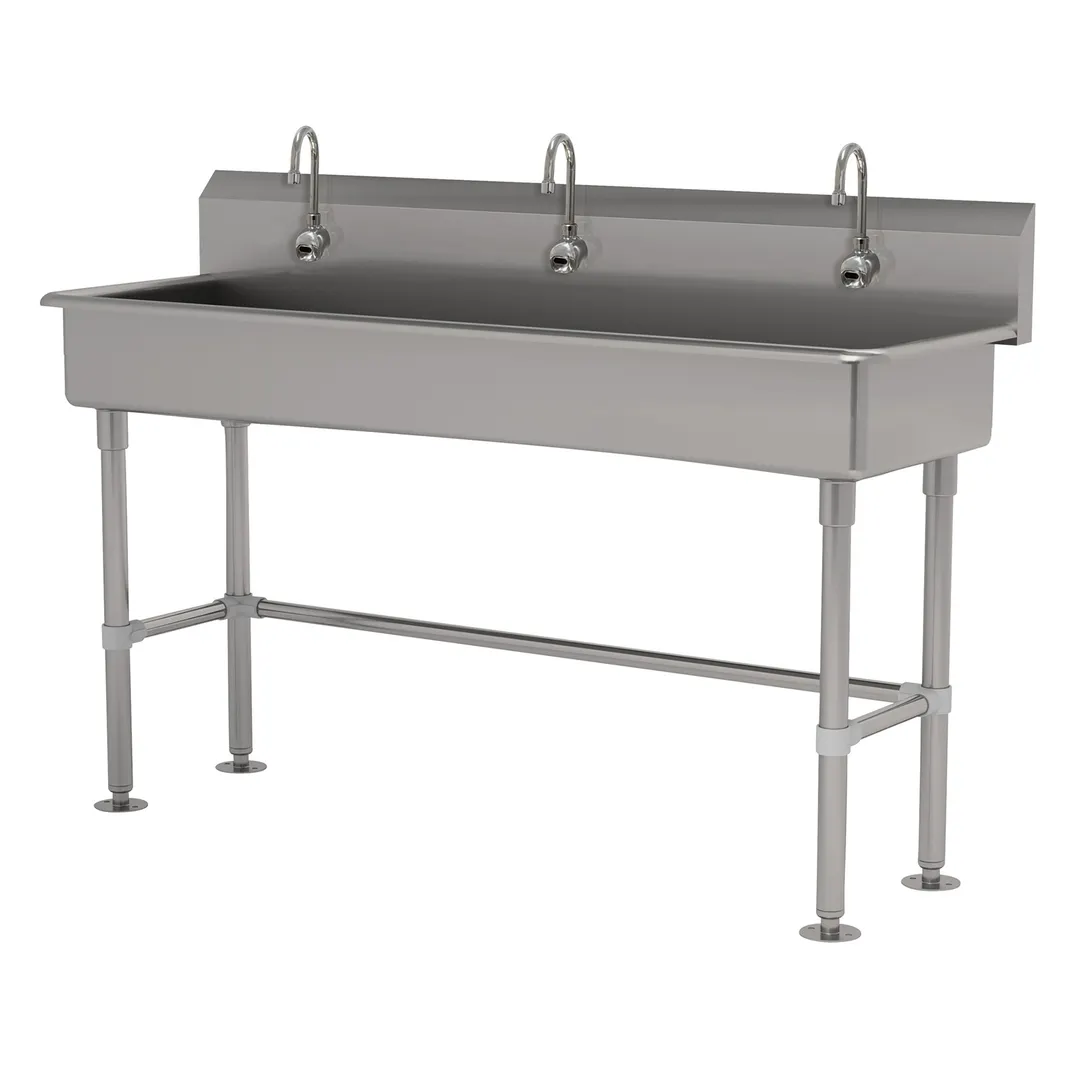 Advance Tabco FS-FM-60EFADA 60" Freestanding Multi-Station Hand Sink with e-Faucet - 14 gauge