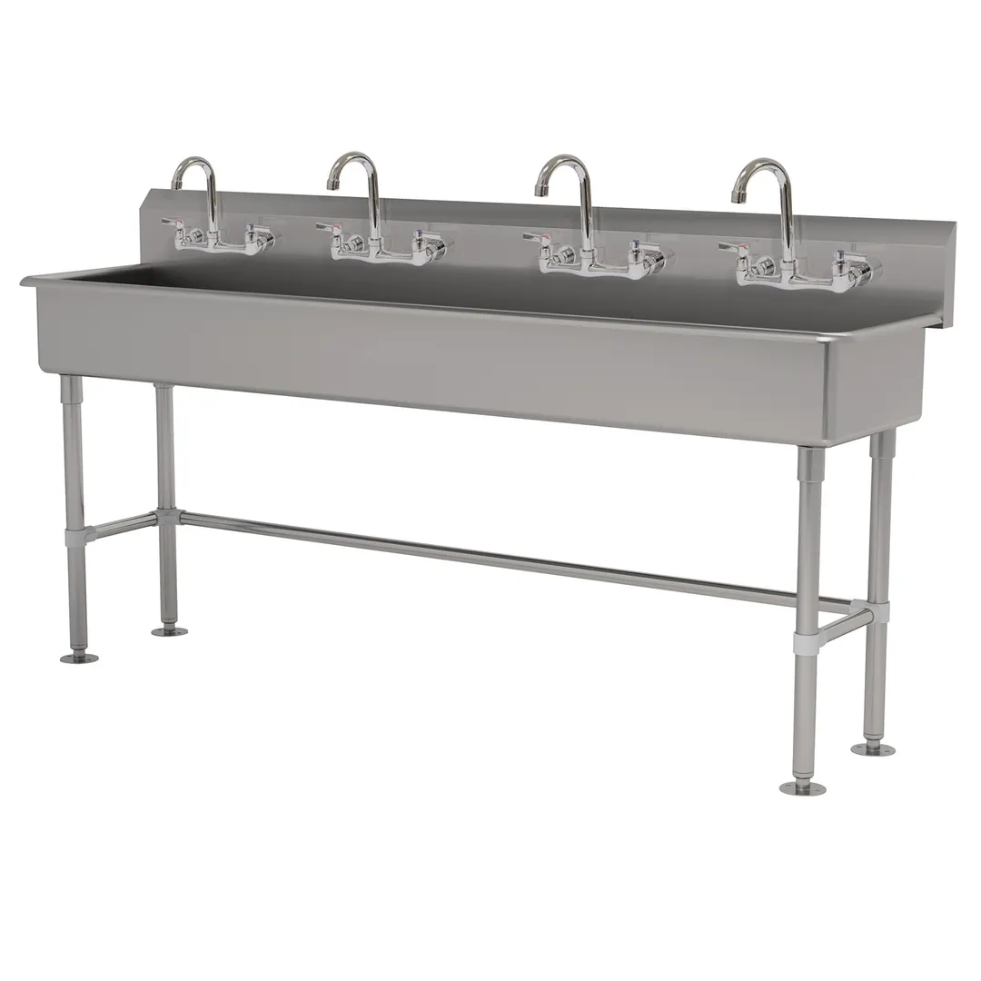 Advance Tabco FS-FM-80-F 80" Freestanding Multi-Station Hand Sink with Faucet - 14 gauge