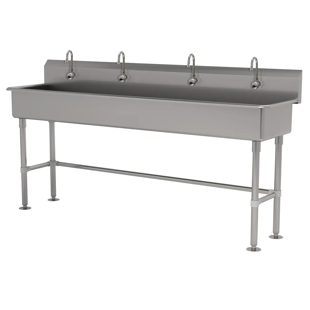 Advance Tabco FS-FM-80EF 80" Freestanding Multi-Station Hand Sink with e-Faucet - 14 gauge