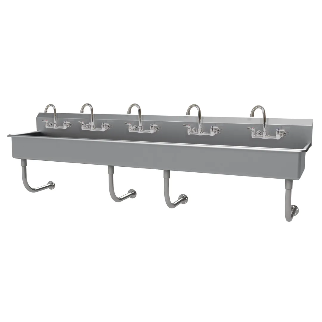Advance Tabco FS-WM-100-F 100" Wall Mounted Multi-Station Hand Sink with Faucet - 14 gauge