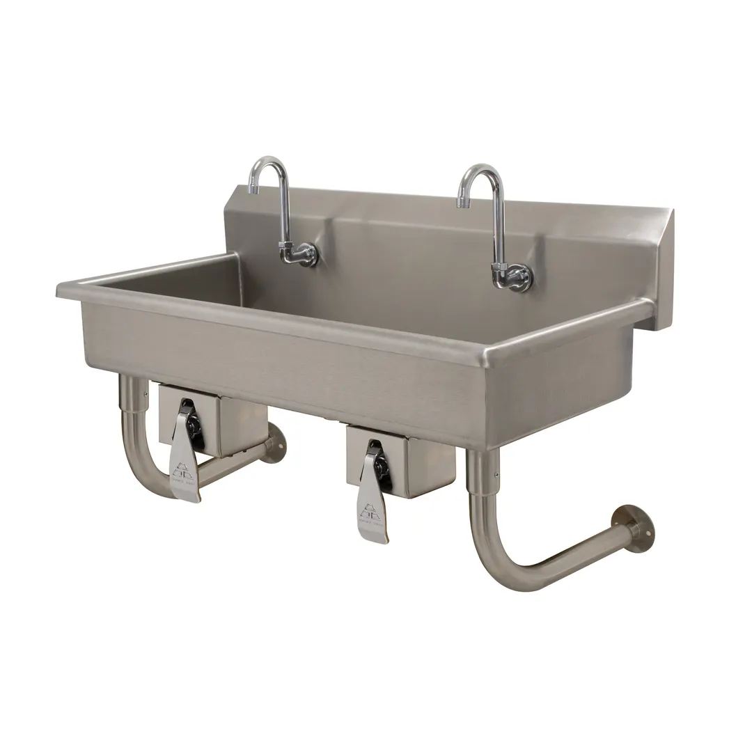 Advance Tabco FS-WM-40KV 40" Wall Mounted Multi-Station Hand Sink without Faucet-Knee Valves/14 g