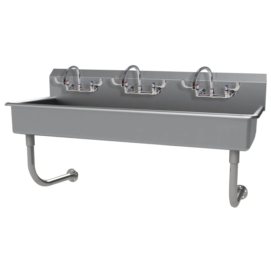 Advance Tabco FS-WM-60-ADA-F 60" Wall Mounted Multi-Station Hand Sink with Wrist Faucet - 14 gauge