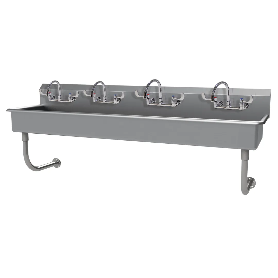 Advance Tabco FS-WM-80-ADA-F 80" Wall Mounted Multi-Station Hand Sink with Wrist Faucet - 14 gauge