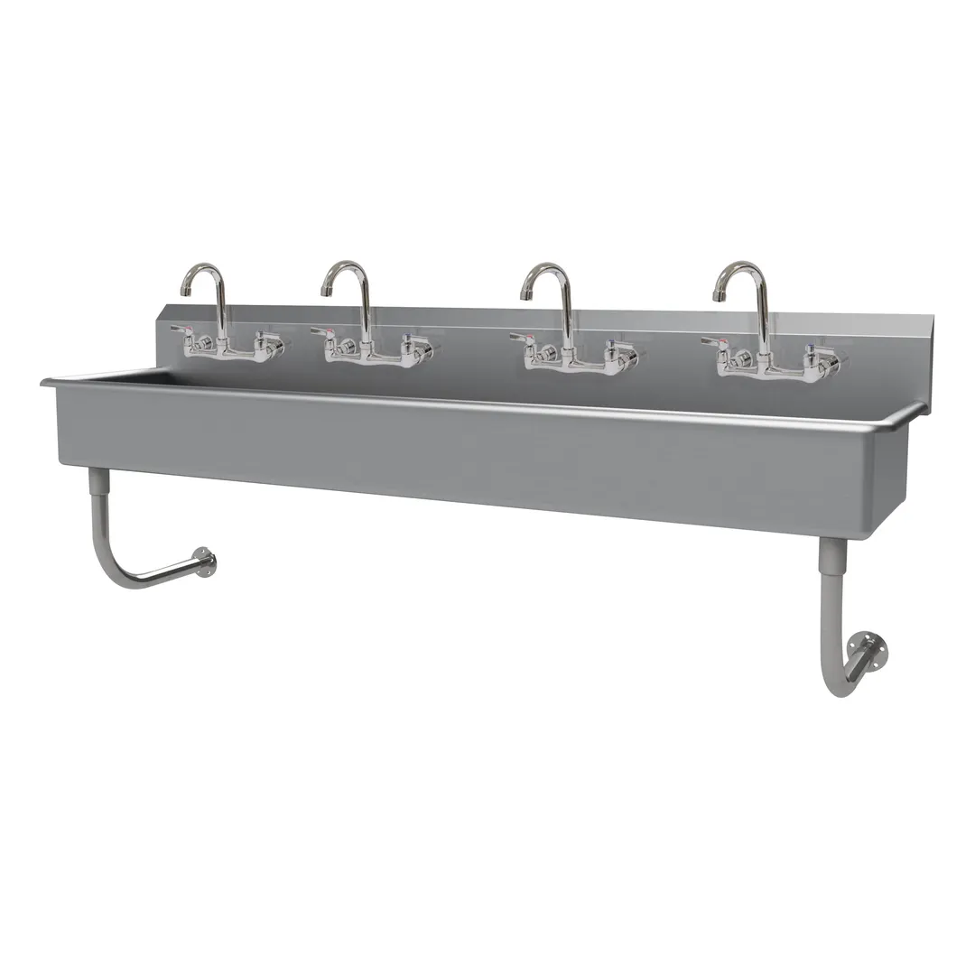 Advance Tabco FS-WM-80-F 80" Wall Mounted Multi-Station Hand Sink with Faucet - 14 gauge