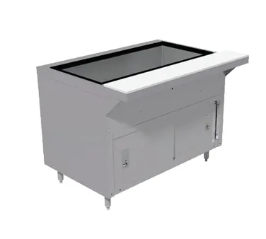 Advance Tabco HDCPU-4-DR 62" Heavy-Duty Ice-Cooled Table w/ Enclosed Base and Sliding Doors, (4) Pan