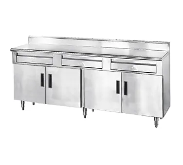 Advance Tabco HDRC-308 96" Cabinet Base Hinged Doors Work Table with 3 Drawers & 4 Doors