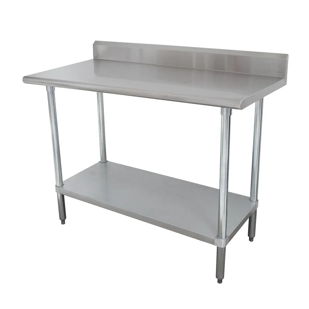 Advance Tabco KLAG-243-X 36" Open Base Work Table with Undershelf, 5" Backsplash - 24"D / Flyer
