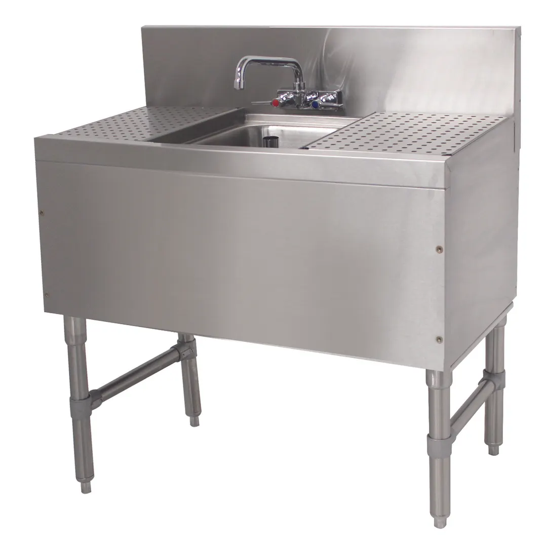 Advance Tabco PRB-19-31C 36" Underbar Sink Units, 1 Compartment with 2 Drainboards